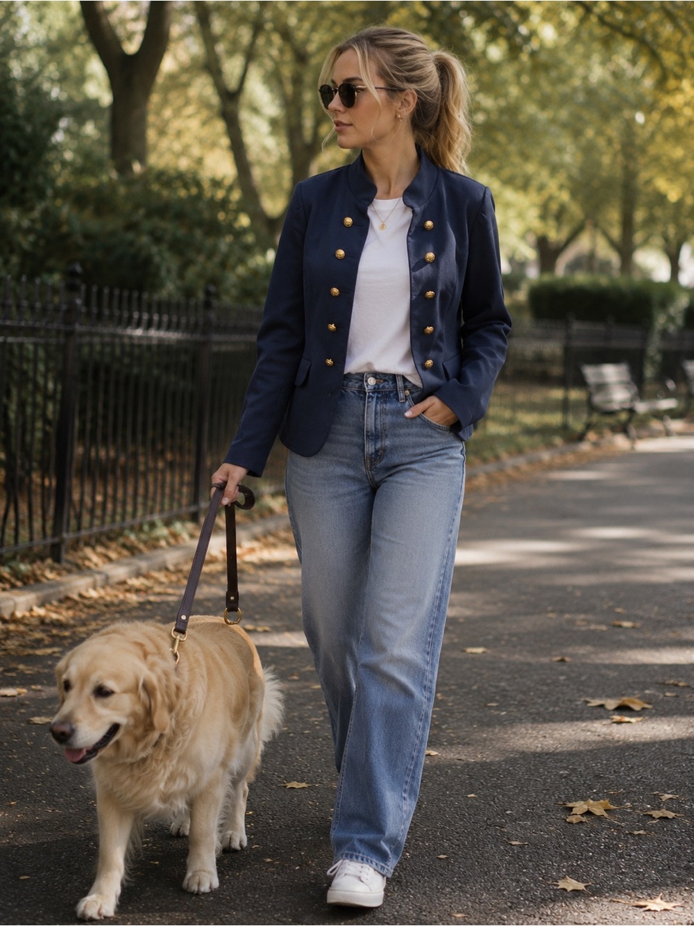 Molly Bracken Navy Military-Style Open Blazer